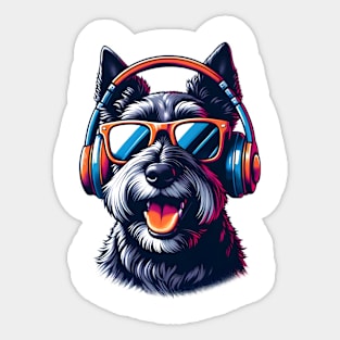 Smiling Scottish Terrier DJ Charms in Japanese Aesthetic Sticker